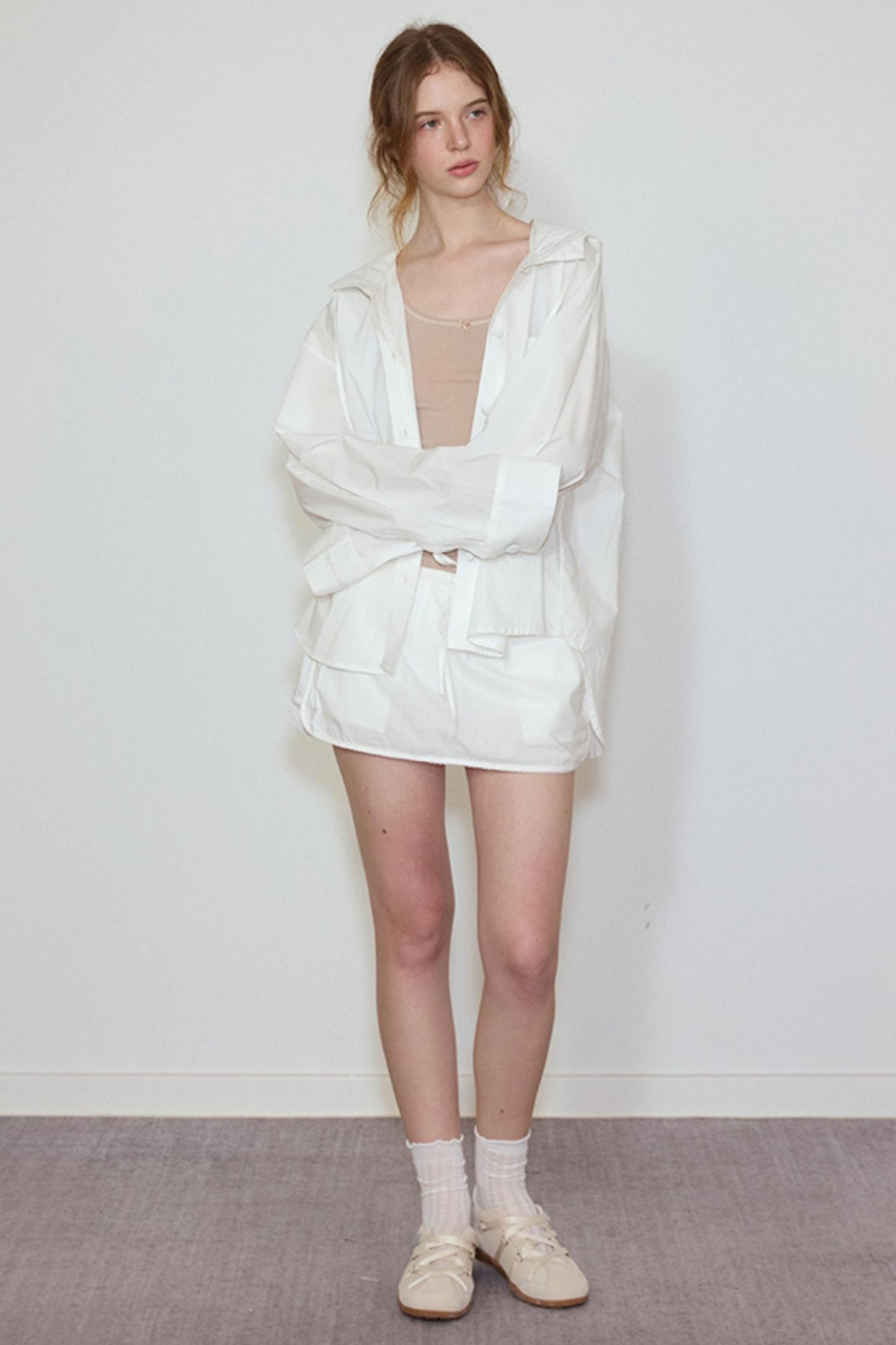 Sun Lace Set: Hooded Shirt Skirt Set-Up