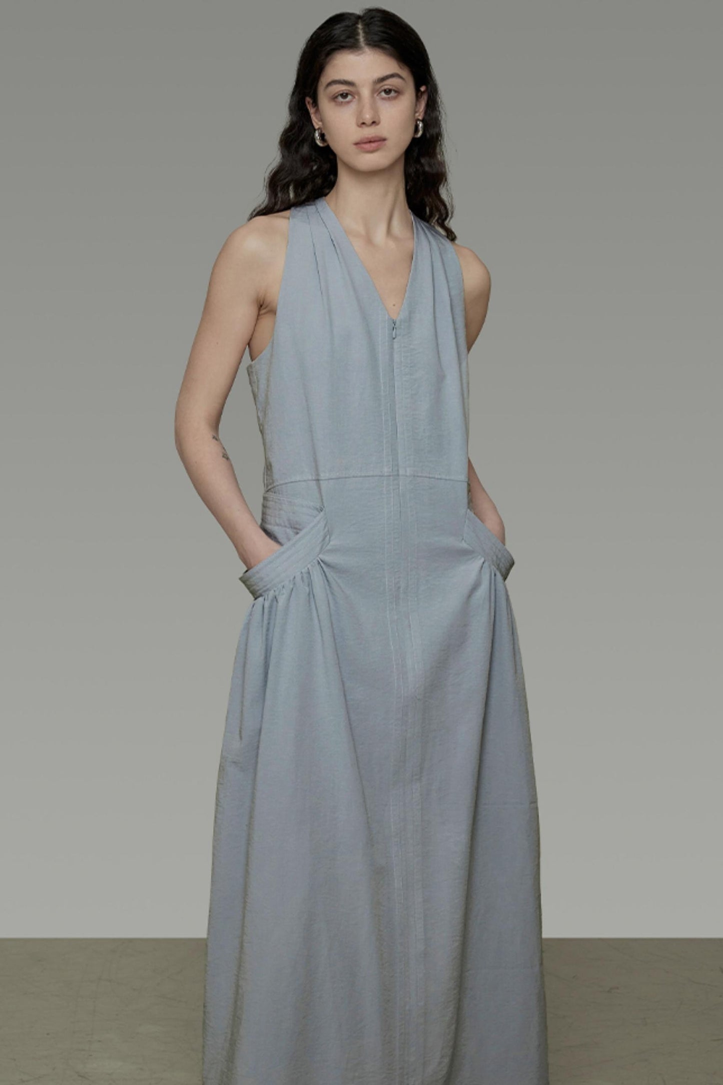 V-Neck Pocket Maxi Dress