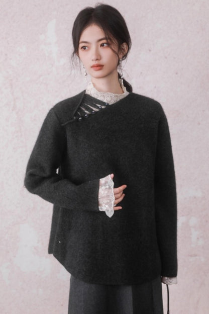 Stone Gray Rabbit Fur Top