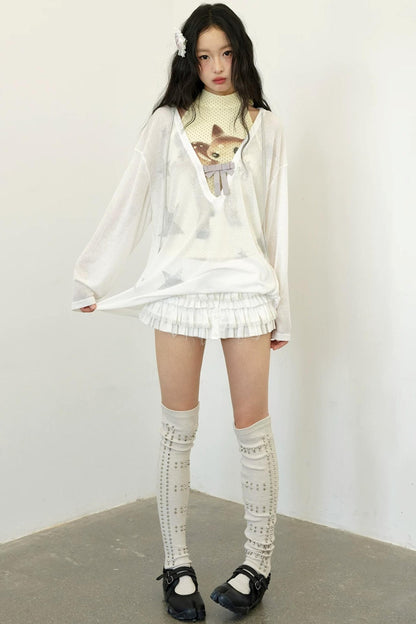 Rhinestone Bowknot Mesh Top