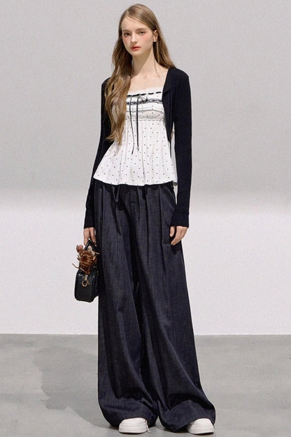 Lace Bow Polka Dot Top Set-Up