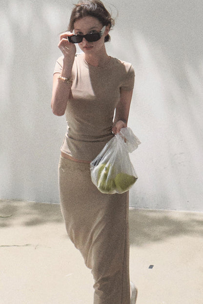 Lace-Trimmed High Waist Skirt