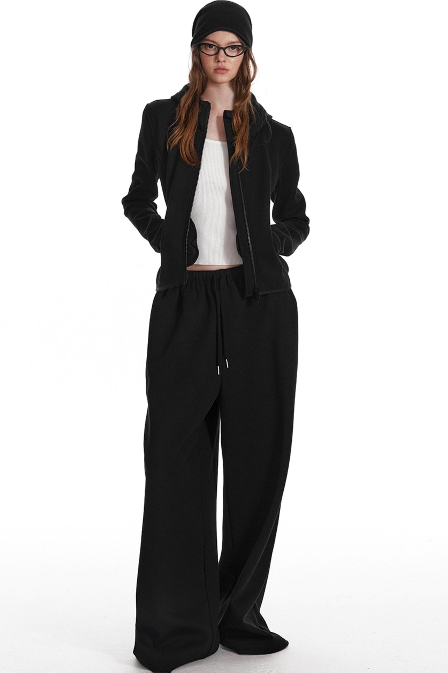 Fleece Hooded Sweatshirt And Pants Set-Up