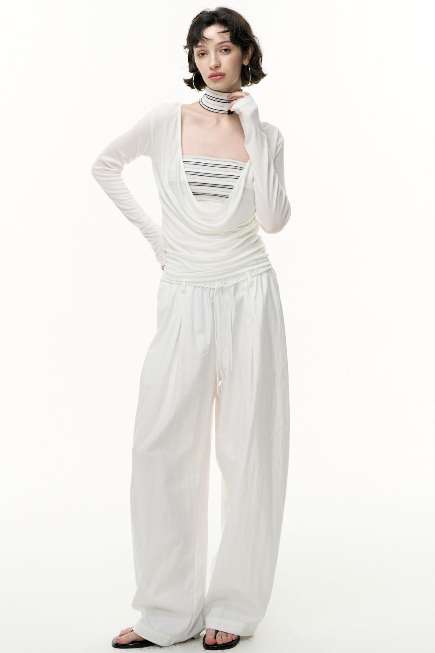 Fantasy Lyocell Collar Long-Sleeved T-Shirt