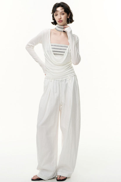 Fantasy Lyocell Collar Long-Sleeved T-Shirt