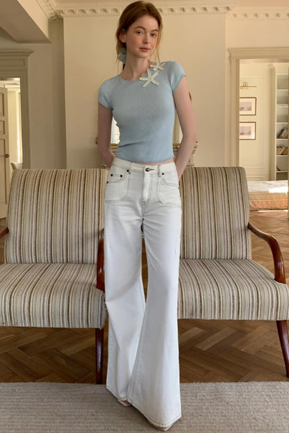 Wide-Leg Denim Pants