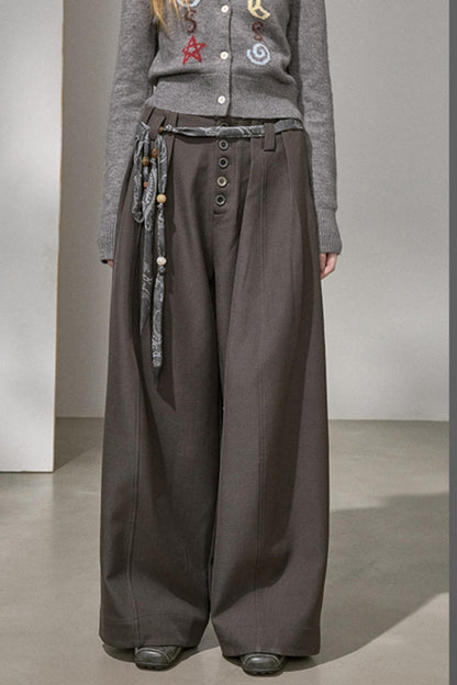 Button Pleated Cargo Pants