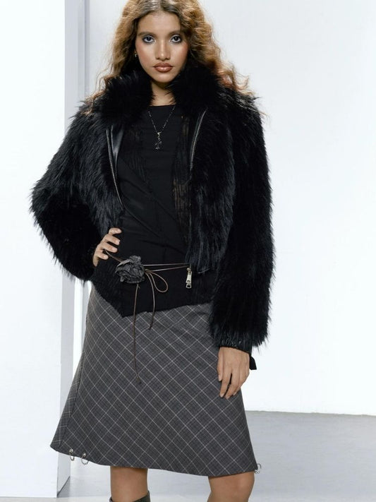 Black Eco Fur Coat