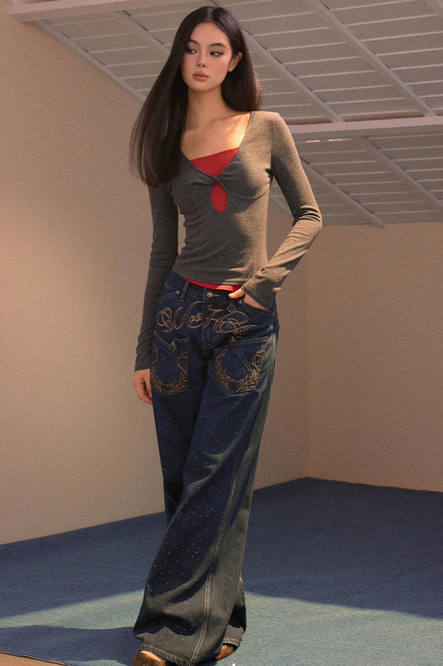 Color-Block Patchwork Base T-Shirt