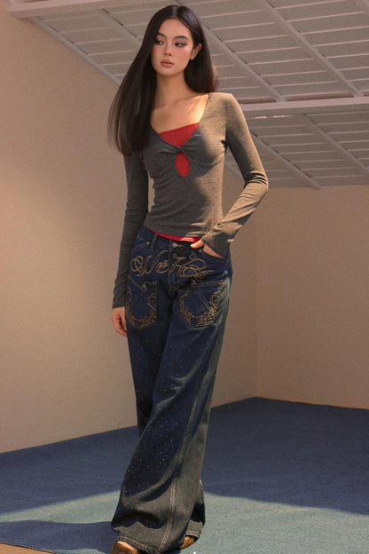 Color-Block Patchwork Base T-Shirt