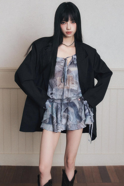 Ruffles Denim Shirt Dress