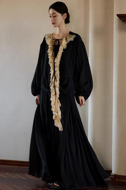 Plant-Dyed Lace Sleeve Shirt Set-Up