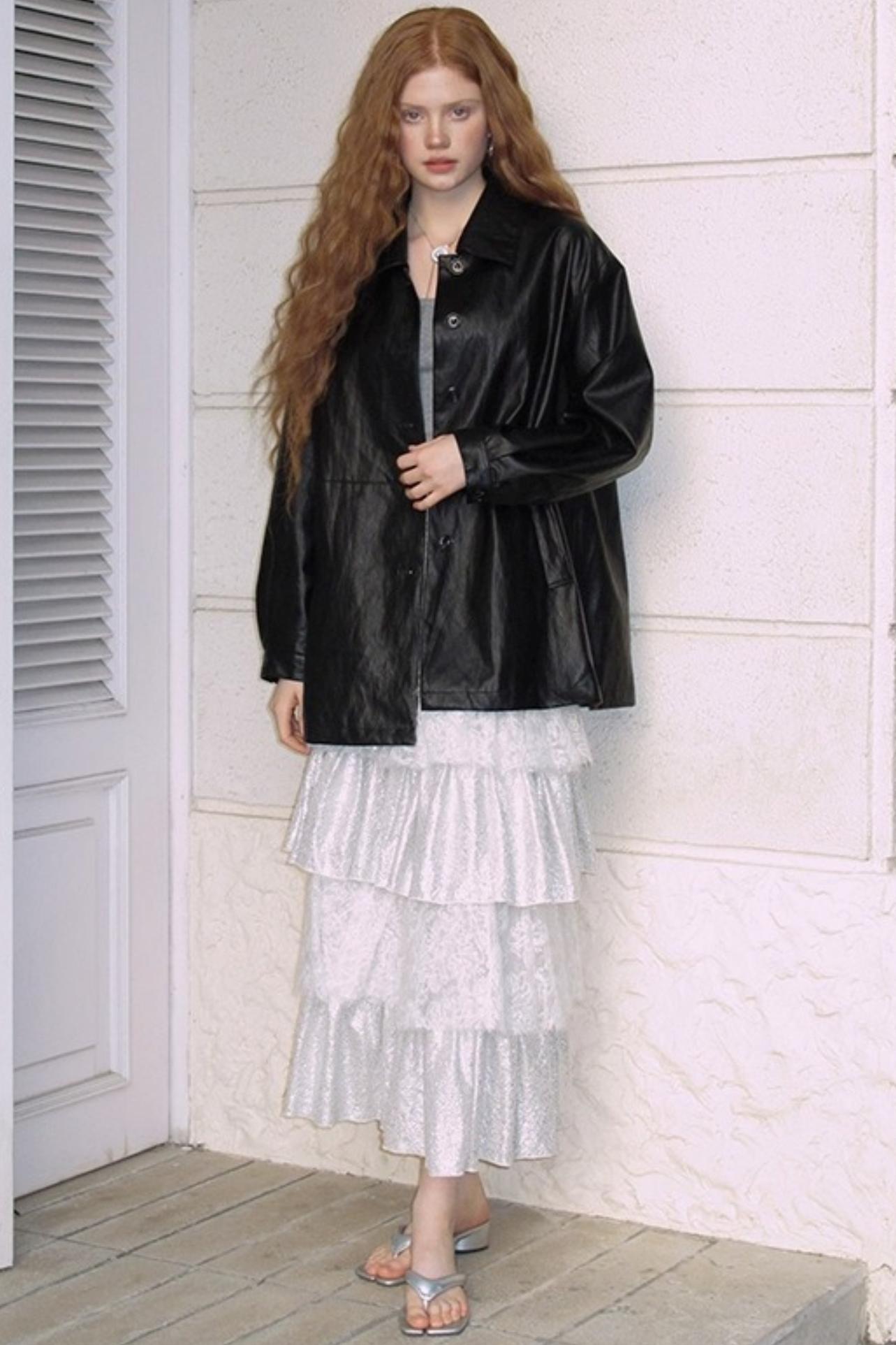 Glitter Panelled Lace Oversized Skirt