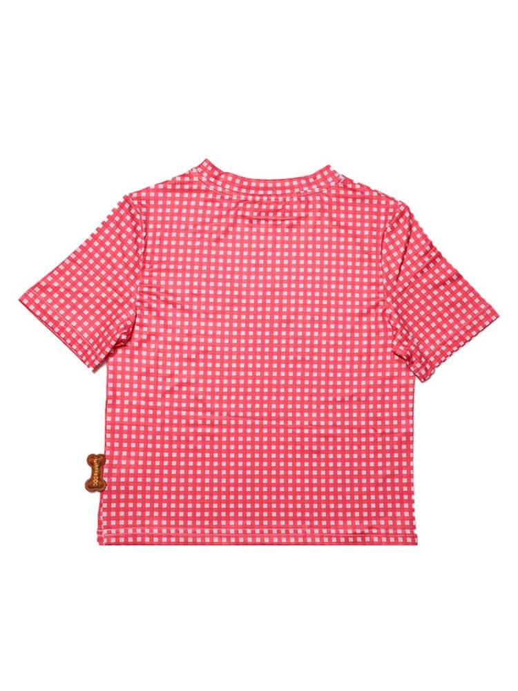 Cute Plaid Dog Print Short Sleeve Tee