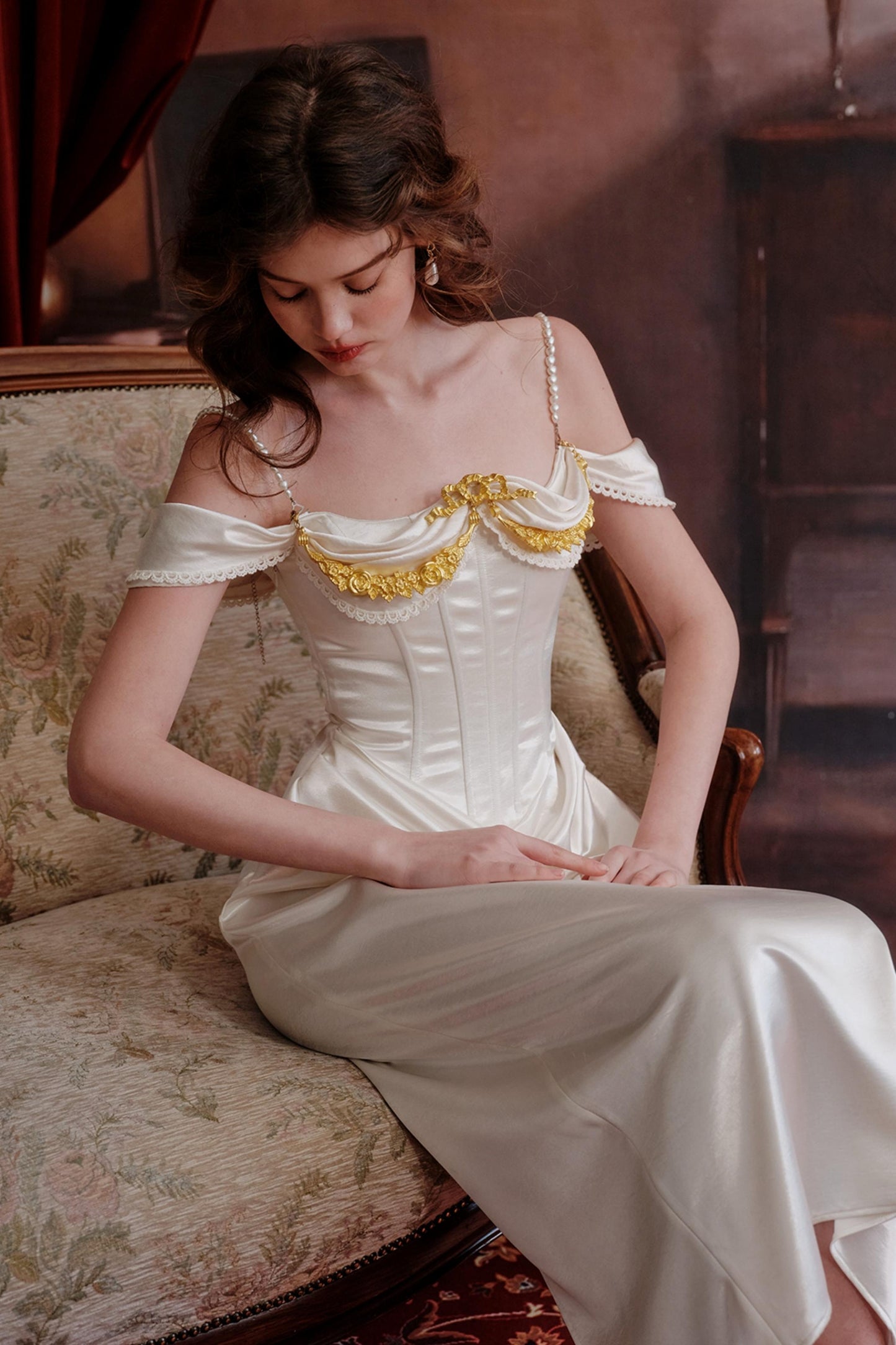 Satin Fishbone Gown Dress Set-Up