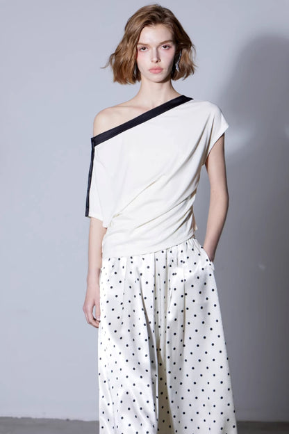 Off-White Polka Dot Silk Pants