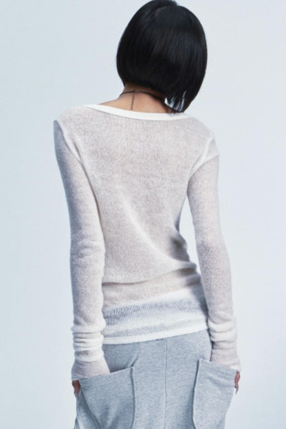 Two-Tone Cross Print Top