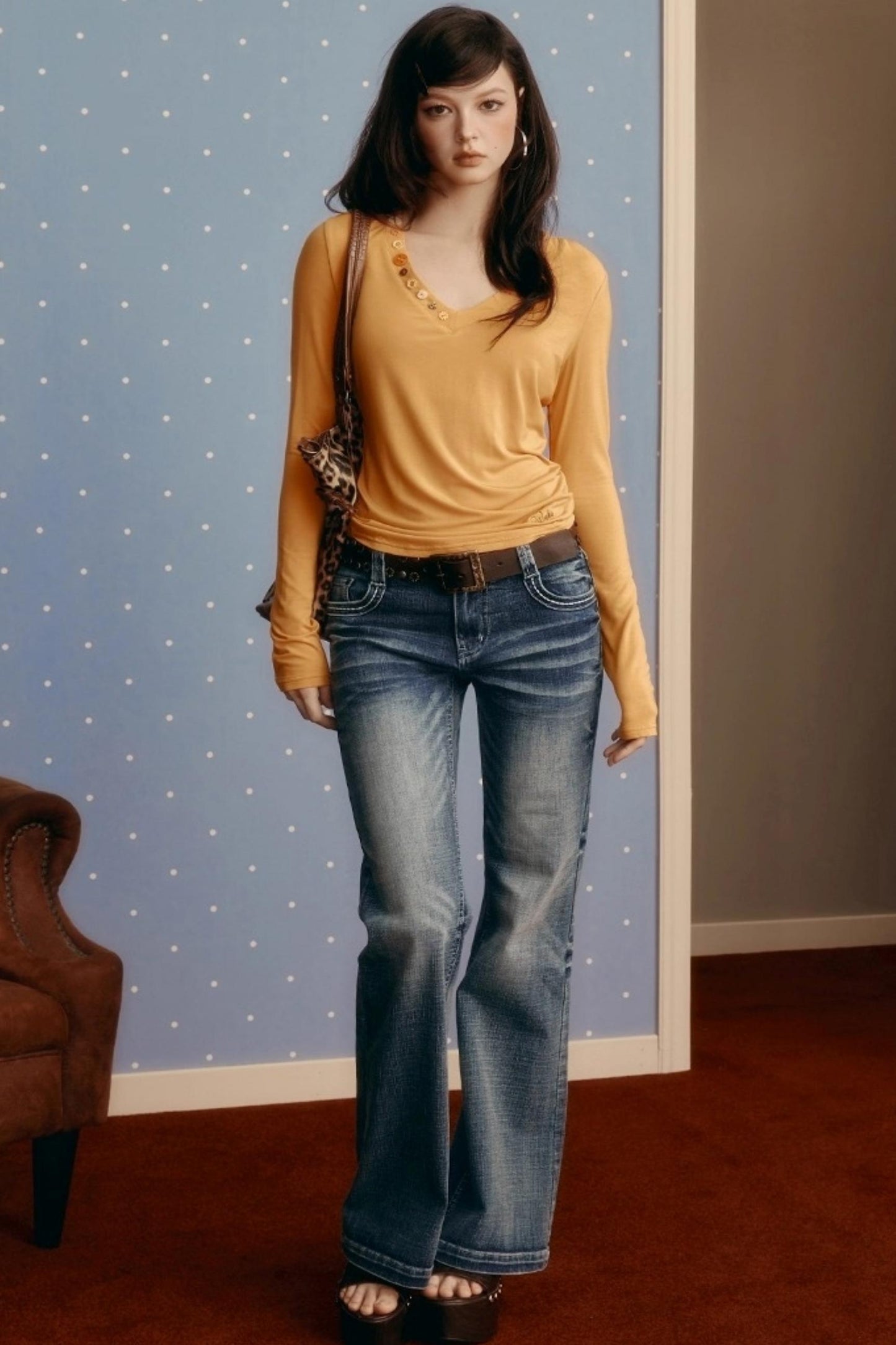 Winter V-Neck Long-Sleeved T-Shirt