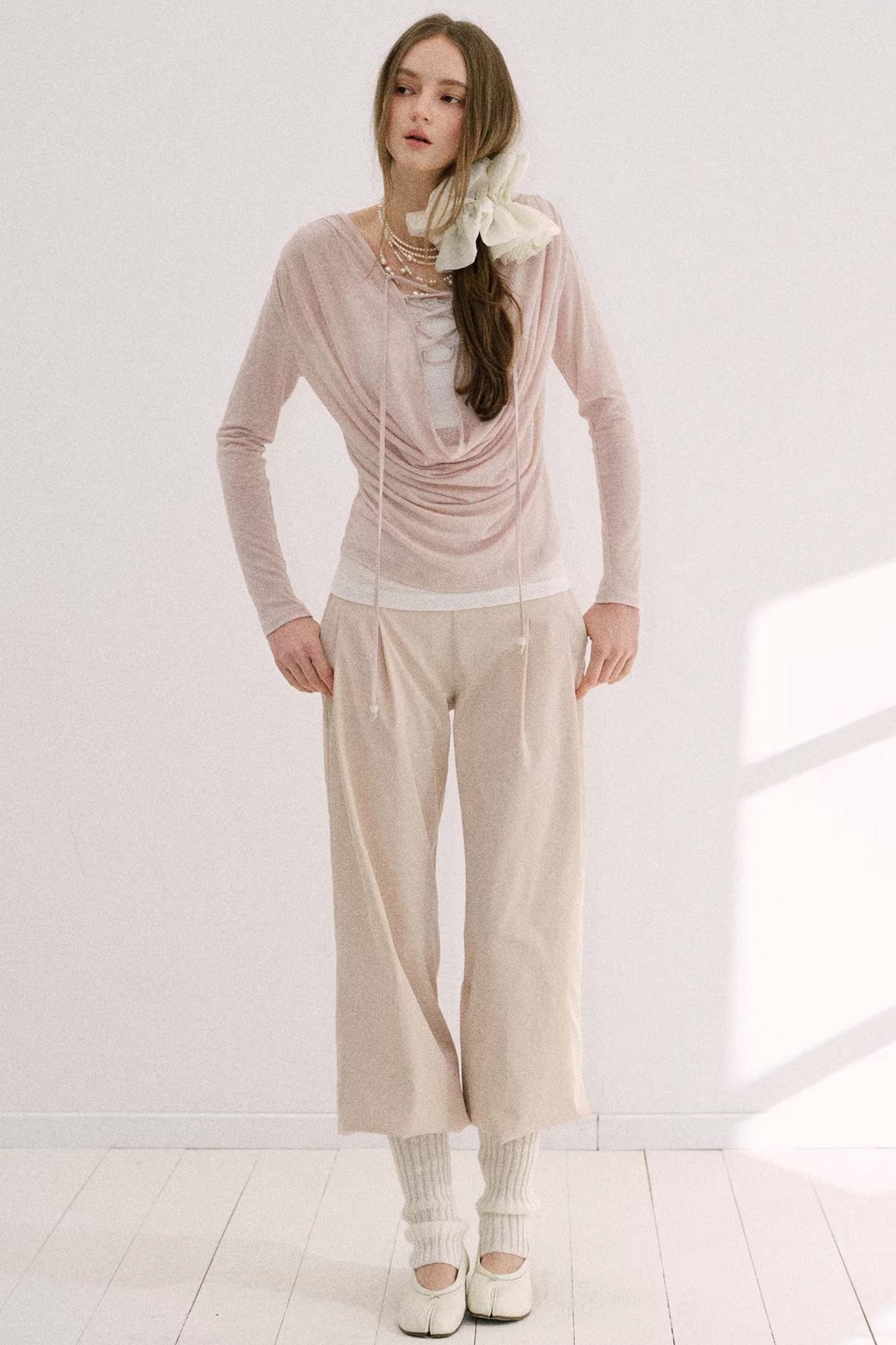 Nude Pink Lyocell Blouse Set-Up