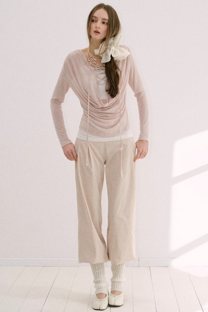 Nude Pink Lyocell Blouse Set-Up