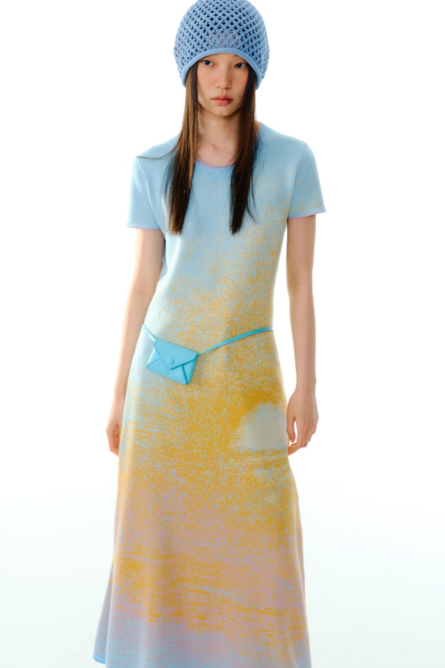 Hand-Painted Cloud Jacquard Tencel Knitted Dress