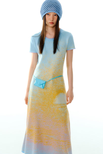 Hand-Painted Cloud Jacquard Tencel Knitted Dress