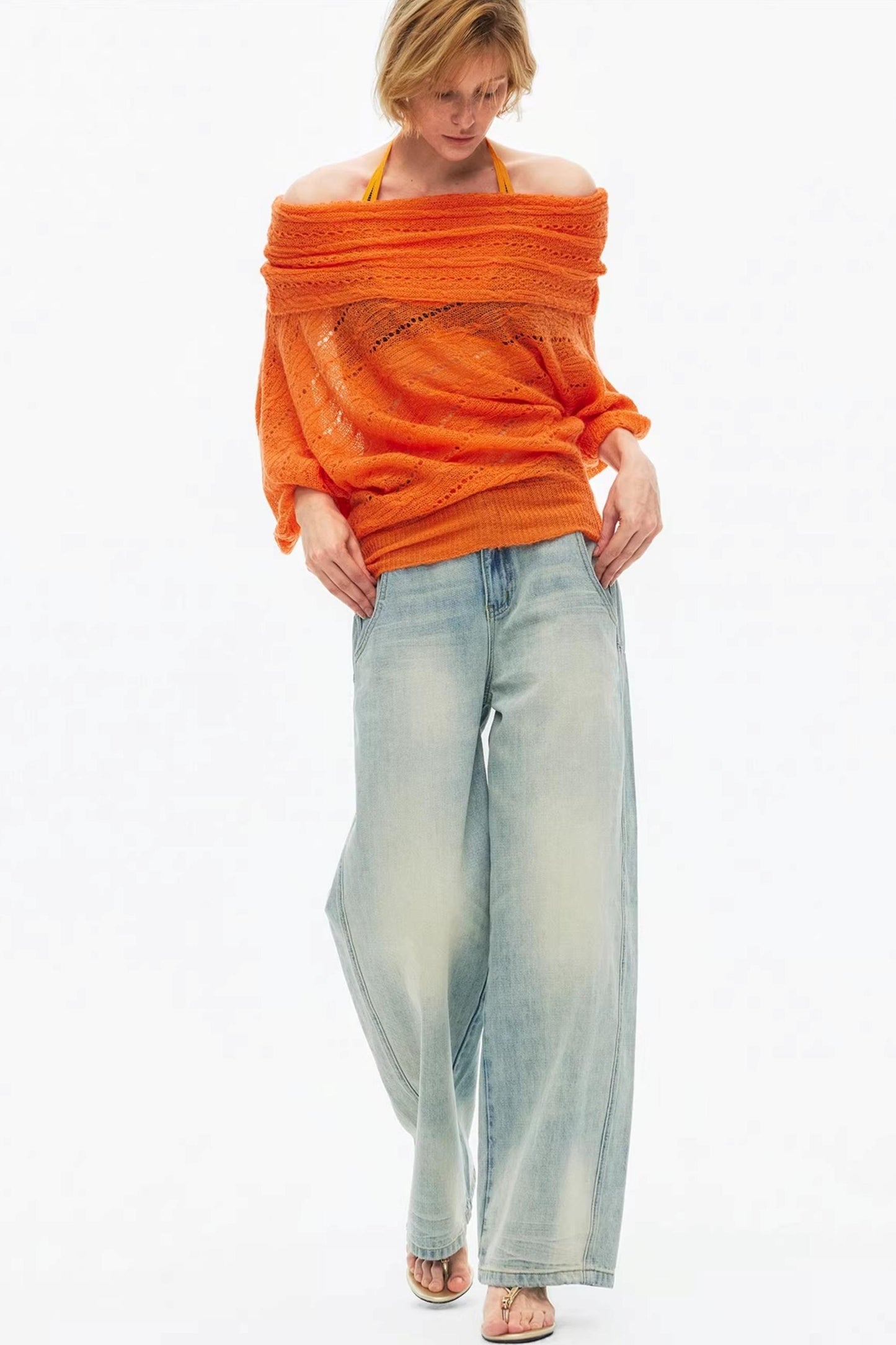 One-Shoulder Oversized Knit Blouse