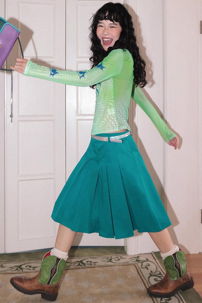 Mesh Slim Long-Sleeved Top