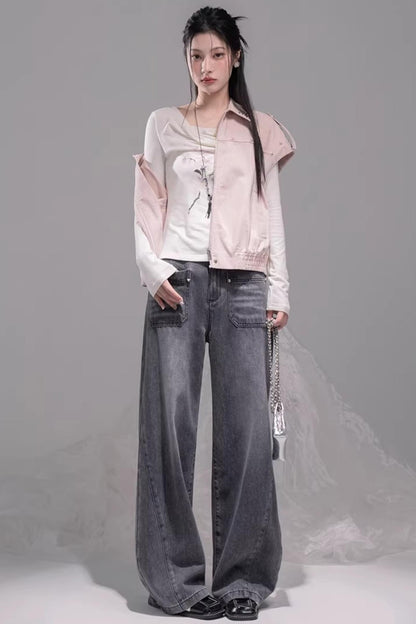 Ink Gray Distressed Jeans