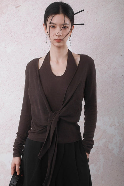 Autumn Mocha Brown Knitted Sweater