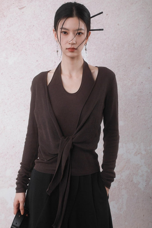 Autumn Mocha Brown Knitted Sweater