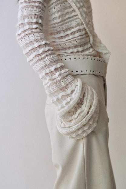 Clouds Knitted One-Shoulder Blouse