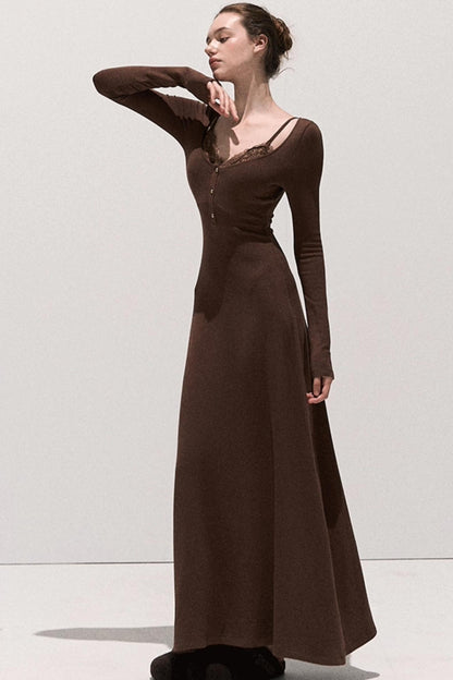 Basic Lace Knit Waist Dress