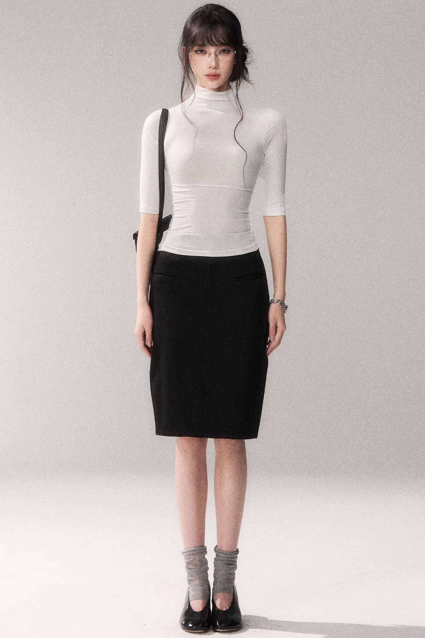 Retro Mid-Sleeve Slim Top