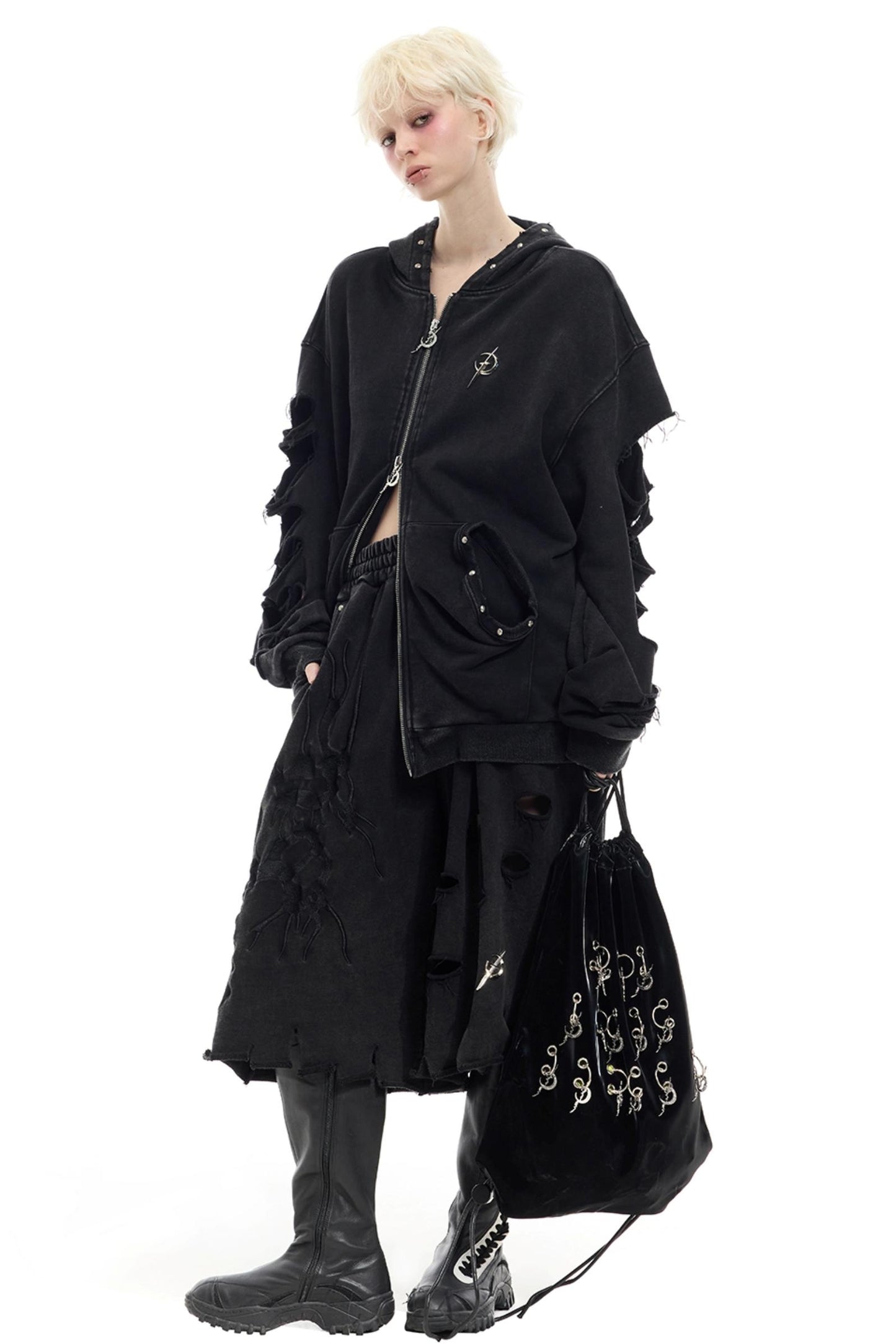 Studded Hooded Cardigan