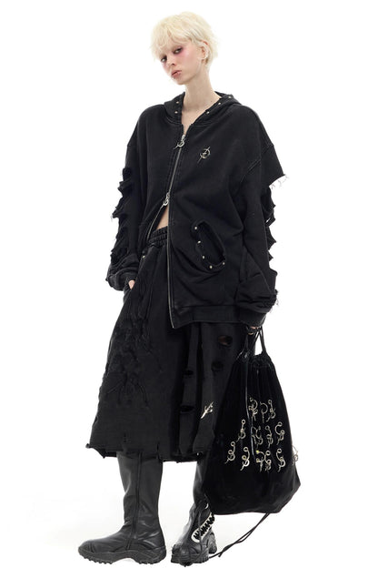 Studded Hooded Cardigan