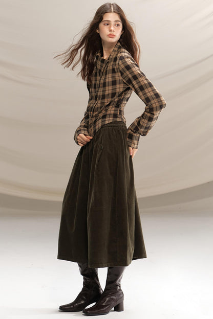 Retro Green Pleated Skirt