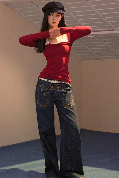 Color-Block Halter Knit Sweater