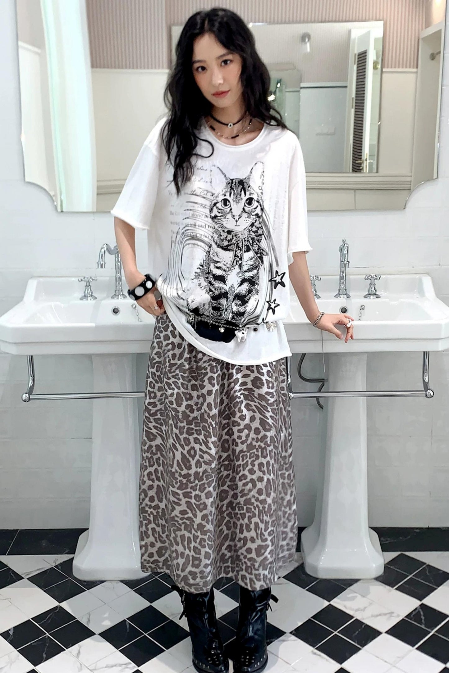 Retro Cat Print Top