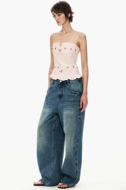 Embroidered Cotton Ruffled Top