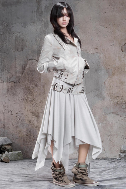 Irregular Multi Layer Rivet Skirt