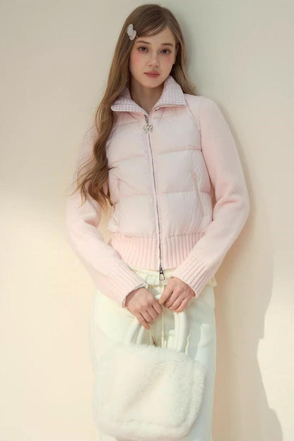 Pink Cloud Knitted Patchwork Jacket