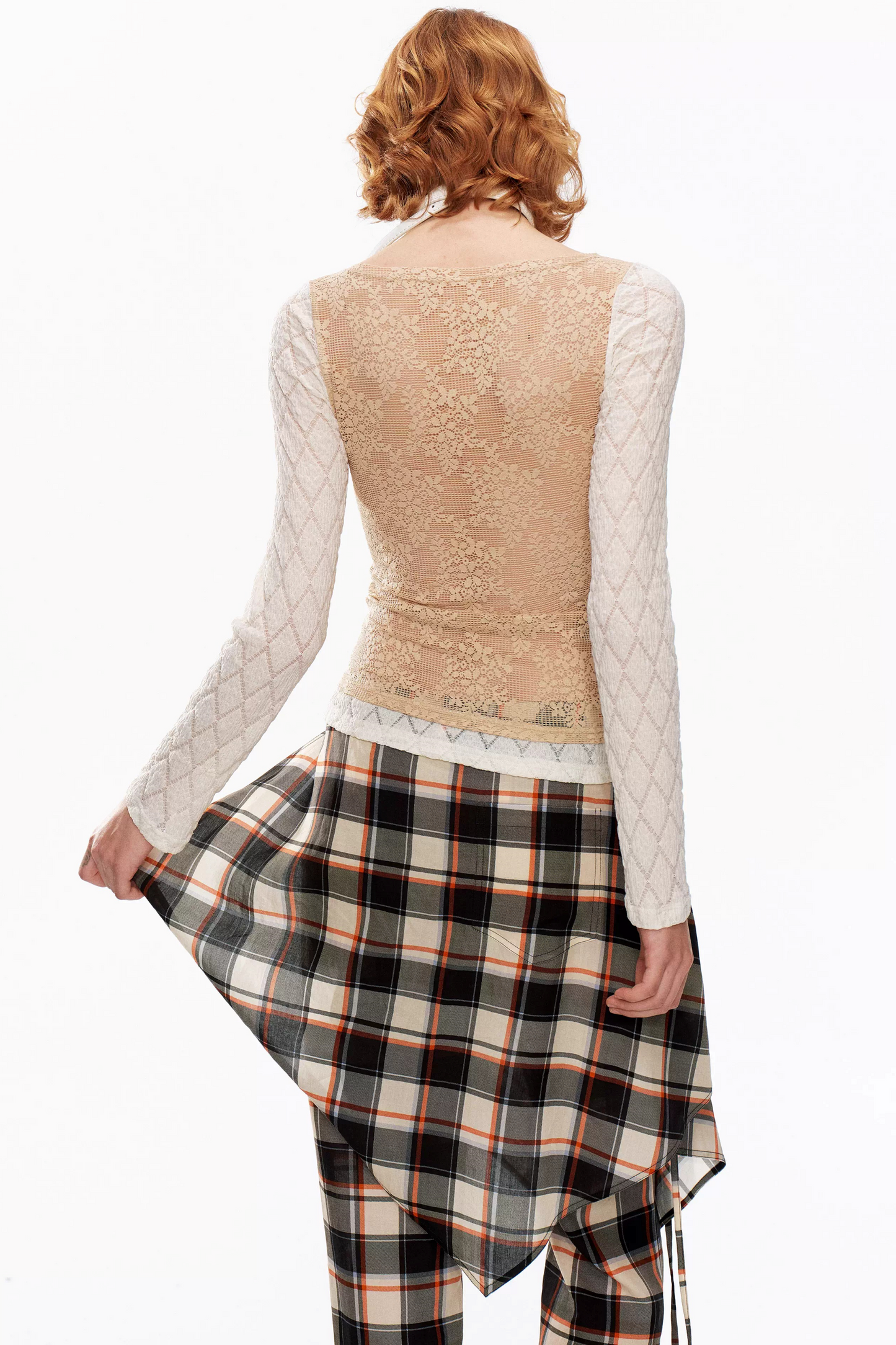 Beige Lace Knit Top