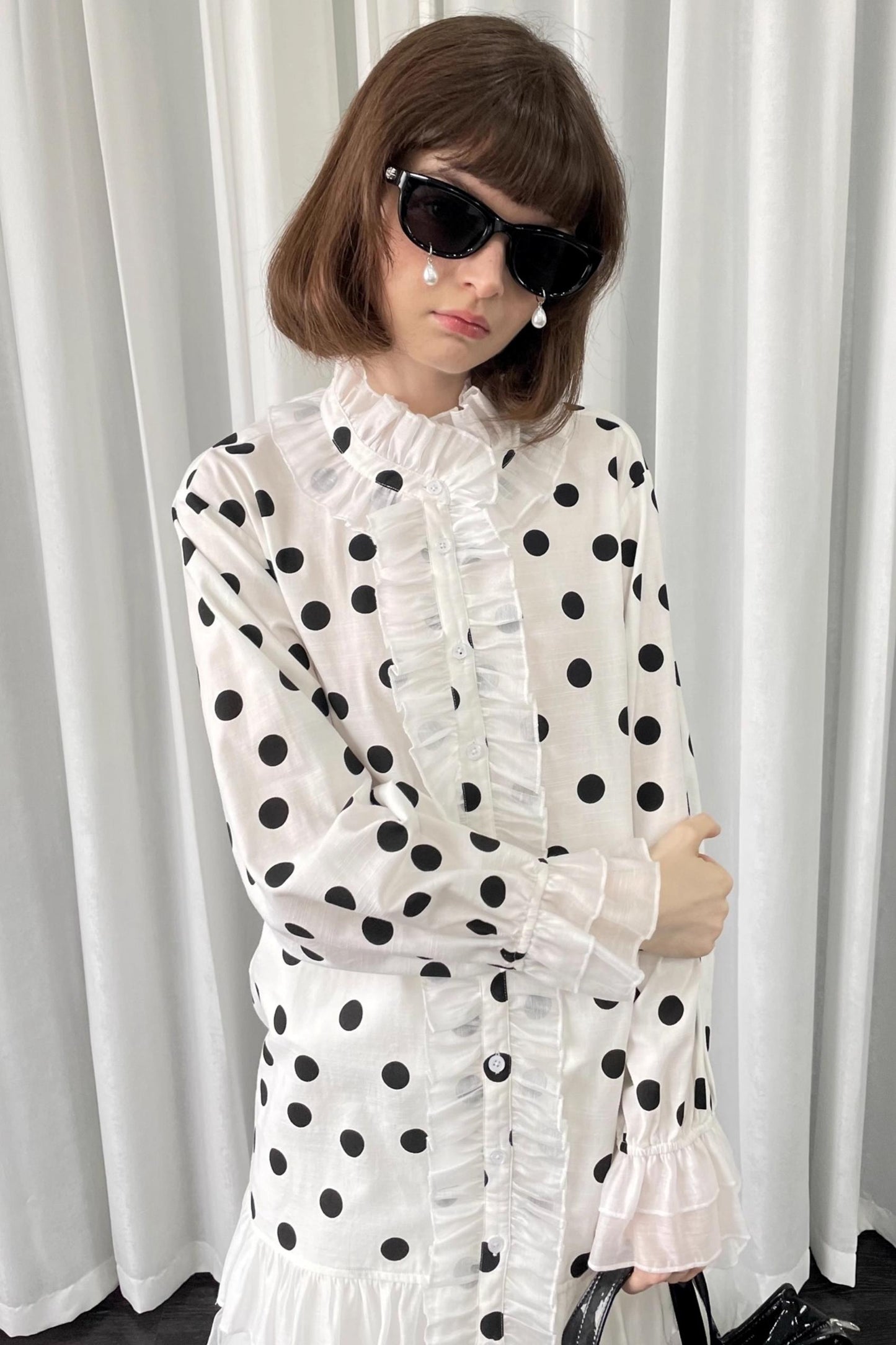 Polka Dot Lace Blouse Top