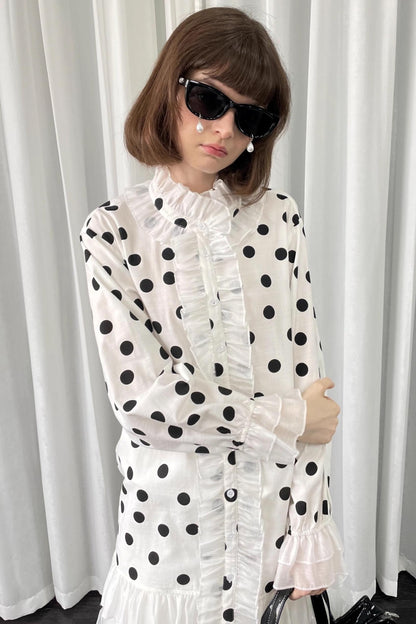 Polka Dot Lace Blouse Top