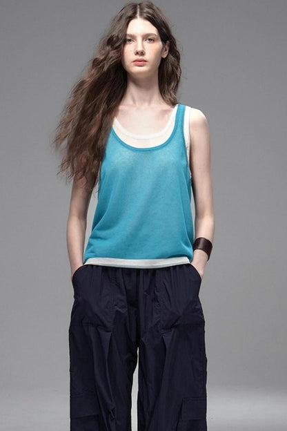 Tri-Color Linen Vest