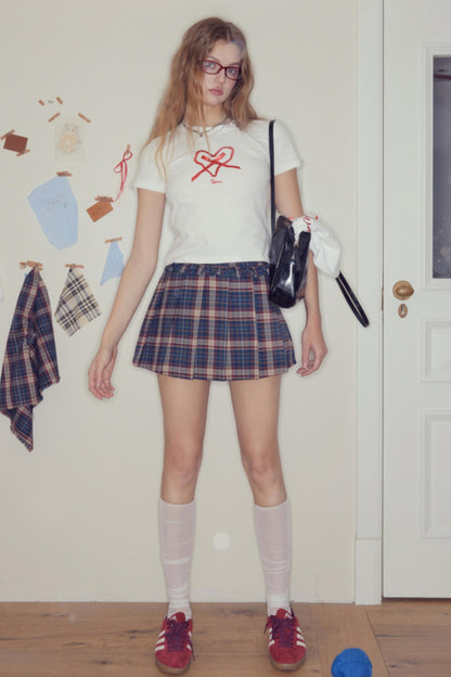 Vintage Plaid Ruffle A-Line Skirt