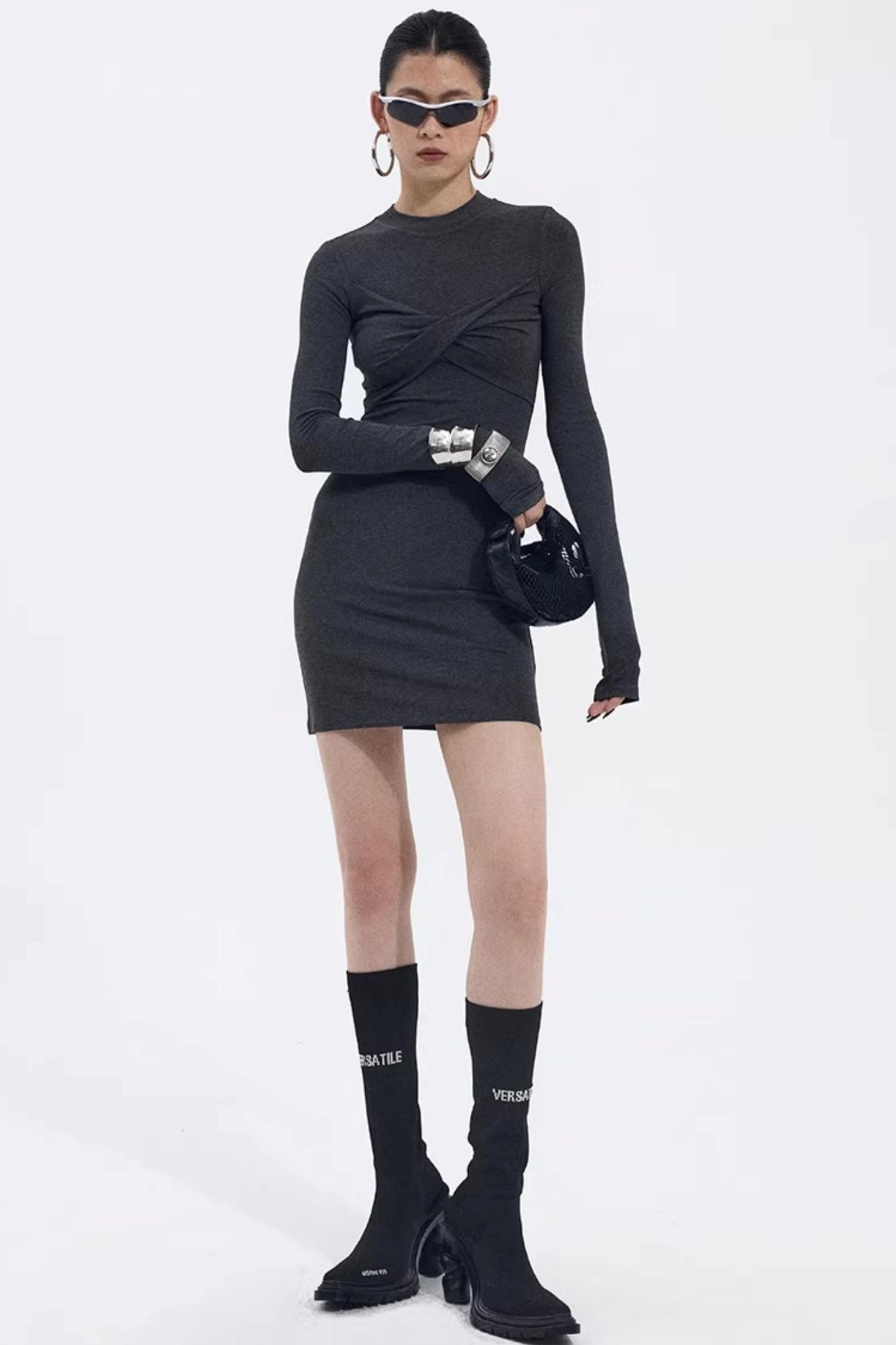Asymmetrical Twist Bodycon Dress