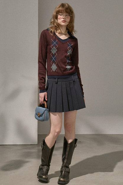 Slim V-Neck Warm Knitted Top