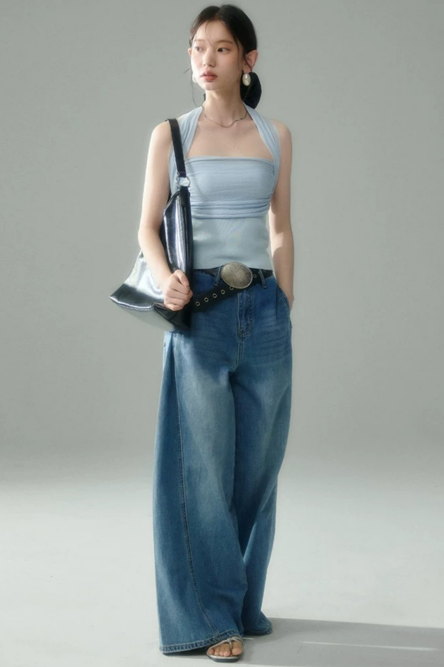 Misty Light Pleated Tulle Blouse Set